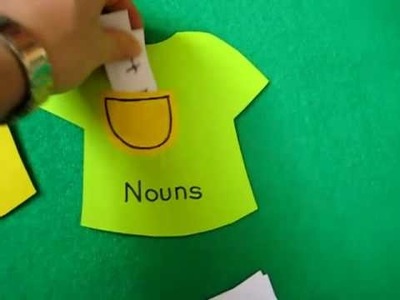 Grade 1 - Language Arts, Grammar, Clothes theme: Add word cards to adjective and noun shirt pockets.