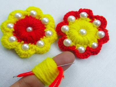 Hand Embroidery, Amazing Trick, Easy Flower Embroidery Trick, Woolen Flower, Crafts & Embroidery
