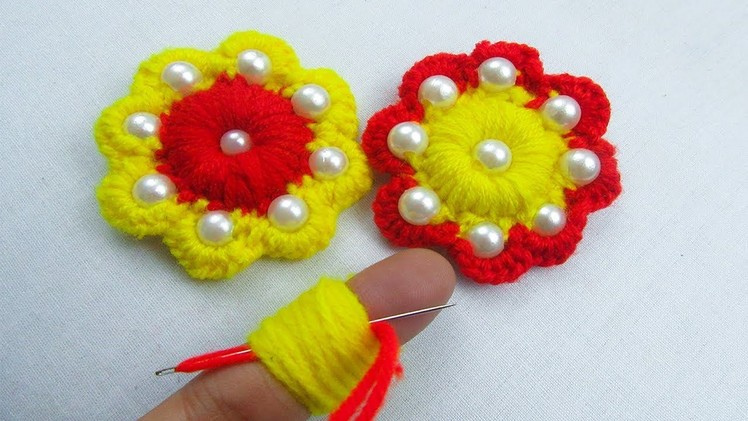 Hand Embroidery, Amazing Trick, Easy Flower Embroidery Trick, Woolen Flower, Crafts & Embroidery