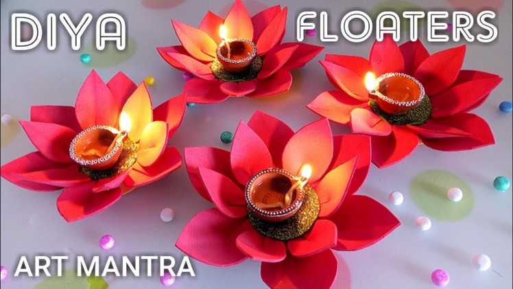 Lotus Diya floaters | Diya decoration ideas | Diya stand making | ART MANTRA