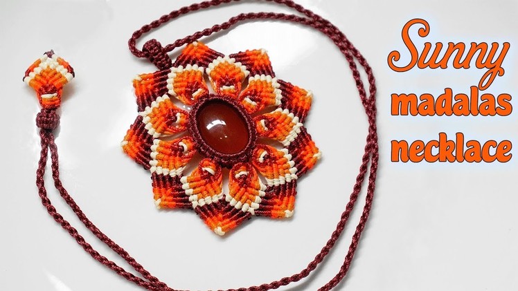 Macrame Sunny necklace tutorial:combine agate bead and mandalas pattern - Thắt dây chuyền mandalas
