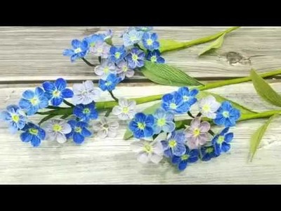 Paper Forget me not How to make crepe paper flower -Step by step instruction- (ペーパーフラワー) ワスレナグサ