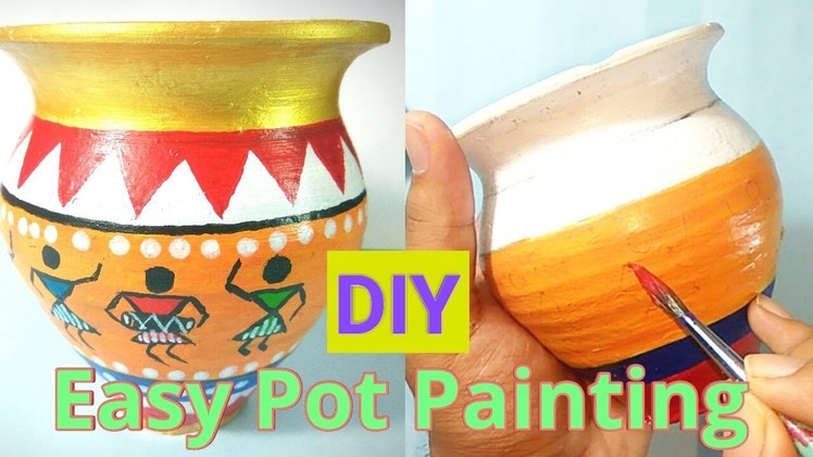 DIY Easy Pot painting | Warli art | Ancient Indian art