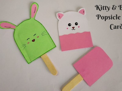 DIY Ice Cream Card | Cute Kitty and Bunny Popsicle card | Tutorial for scrapbook | Explosion box