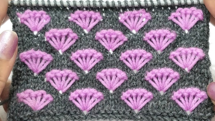 Fancy Two Colour Knitting Pattern for Frocks, Yokes, Cardigans, Shawls, Socks, Jackets Hindi.Eng.