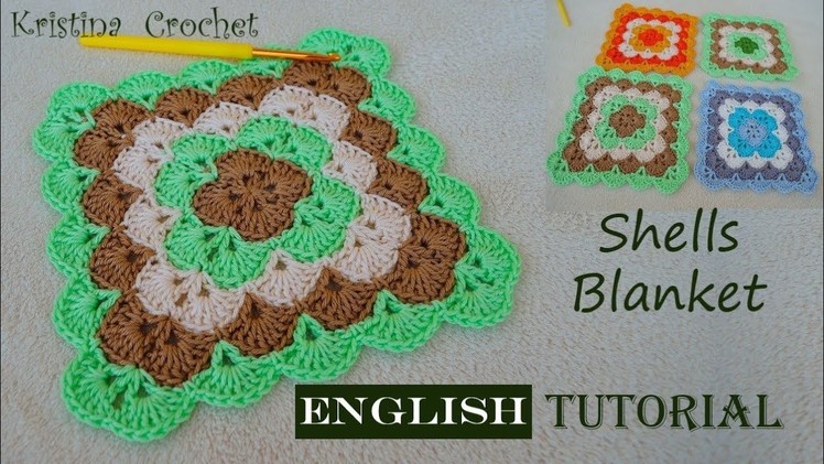 How to Crochet SHELLS BLANKET. Tutorial (English)