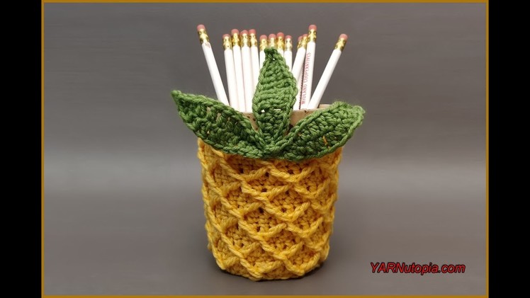 How to Crochet Tutorial: DIY Pineapple Jar Cozy by YARNutopia