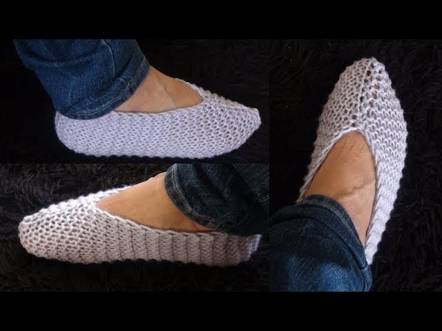 How to Knit one Piece Slippers Pattern #901│by ThePatternFamily