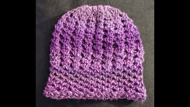 Lacy Trellis  Loom Knit Hat