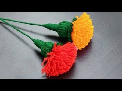 Marigold woolen Flower Latest and Easy Design making | Woolen Craft room decoration idea (Eti's ETC)