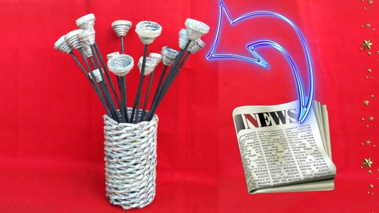 Newspaper flower vase | flower vase making | newspaper craft | HMA##287