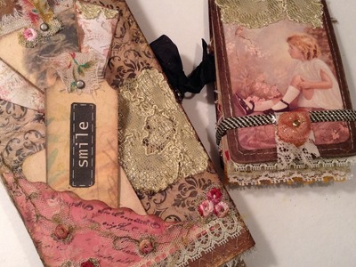 Tri-fold Damask Bag Wrap around Journal and a Flip-Pocket Journal
