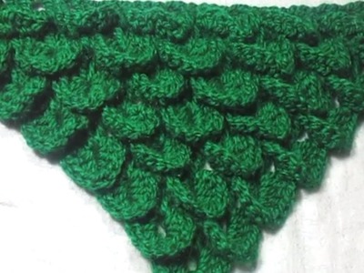 Crochet Triangular shawl with crocodile stitch Hindi