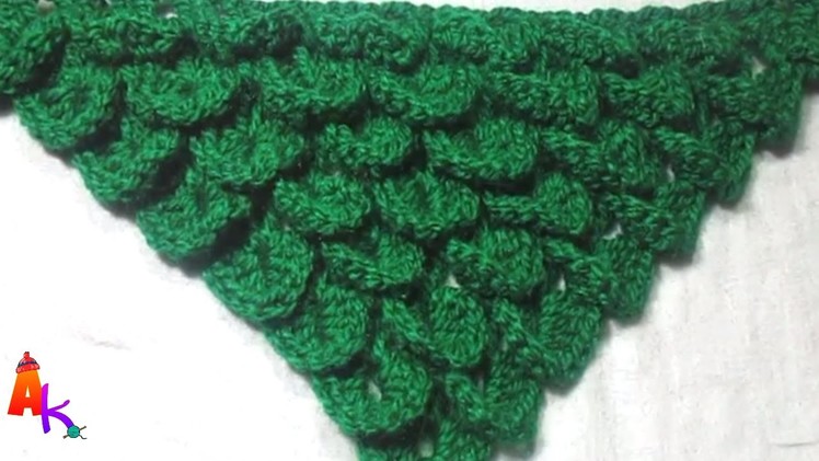 Crochet Triangular shawl with crocodile stitch Hindi
