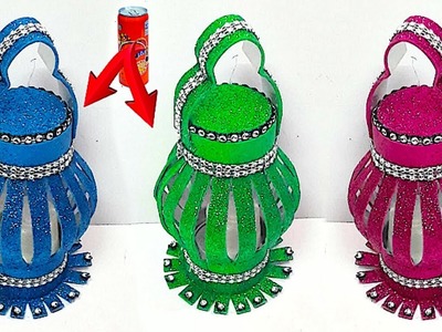 DIY Lantern from cold drink cane & glitter sheet | DIY Room Decorations Idea