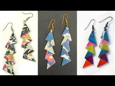 DIY : Triangle Scrapbook Paper Earrings Things to make awesome