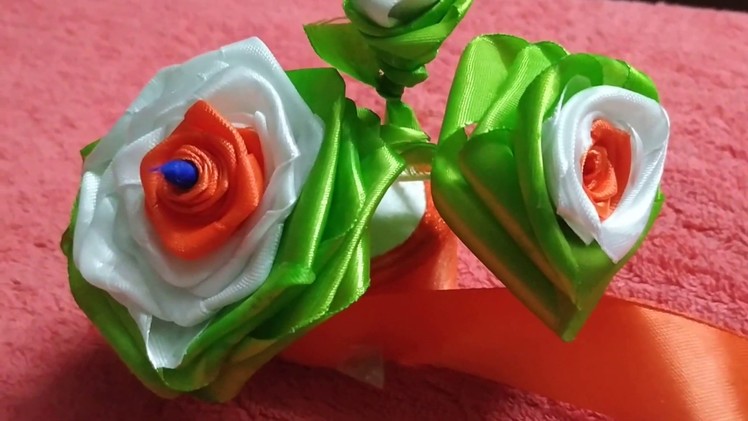 DIY - Tricolor Satin Rose ????. Republic day. Independence day special. Flower making