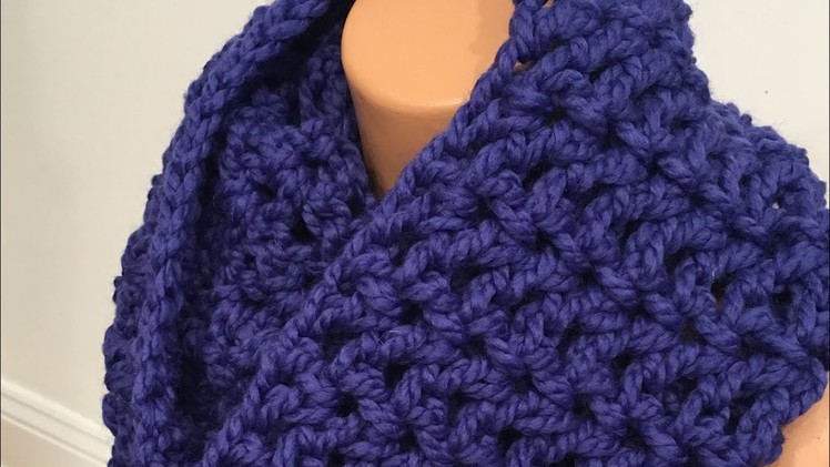Easy Crochet Infinity Scarf using V stitch