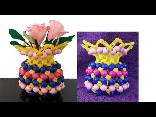 FLOWER POT MADE WITH PLASTIC WIRE and BEEDS | DIY | Craft India Tutorial