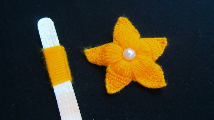 Hand Embroidery Amazing Trick, Easy Flower Embroidery Trick, Woolen Flower, Crafts & Embroidery