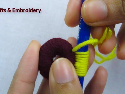 Hand Embroidery, Easy Flower Embroidery Trick,Woolen Flower Trick