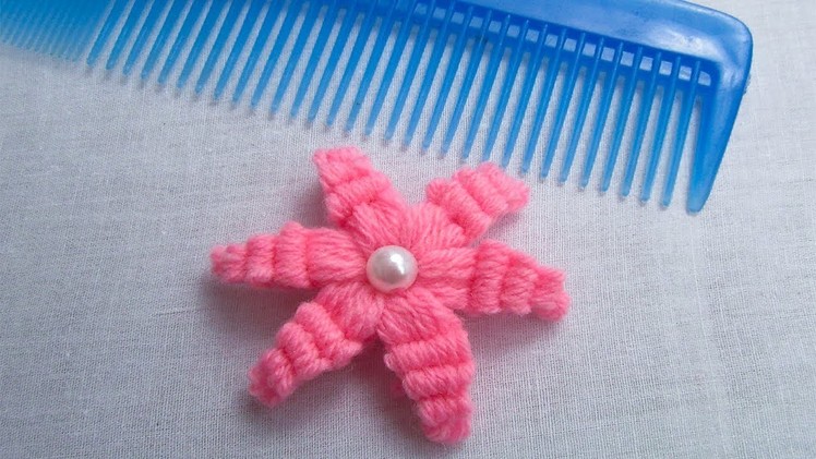 Hand Embroidery, Easy Flower Embroidery Trick with Hair Comb