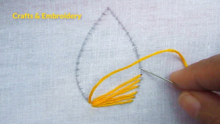 Hand Embroidery, Easy Leaves Embroidery Tutorial, Flower embroidery design