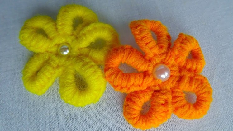 Hand embroidery: super easy knitting wool yarn flower
