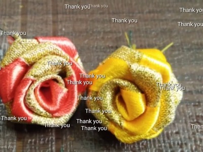 How to make easy rose flowers for hair brooch. lace.simple ribbon flowers