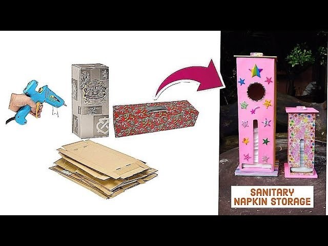 HOW TO TURN OLD BOXES INTO NICE ORGANIZERS.SANITARY NAPKIN STORAGE!. BABY DIAPER STORAGE - DIY!