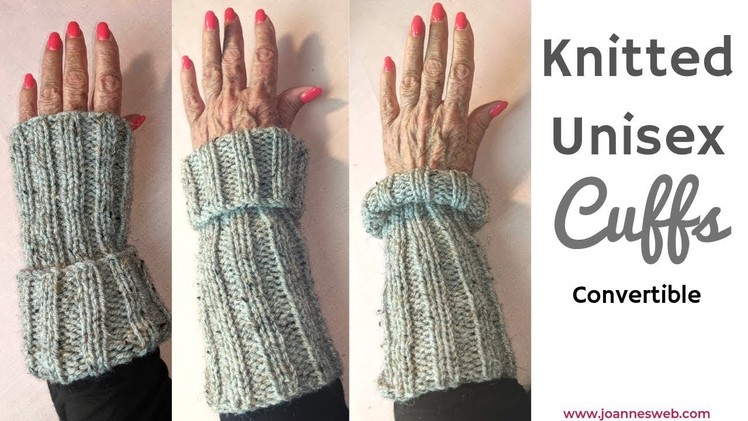 Knitted Unisex Gloves Convertible - Knitting Ribbing Sleeves