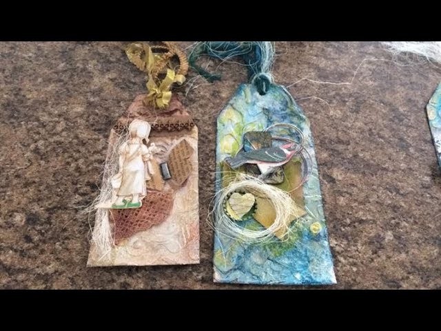 Mixed Media Tags Out of Recycled Cardboard