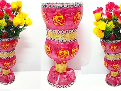 New Flower vase from plastic bottle at home |Best out of waste Flower vase.flowerpot
