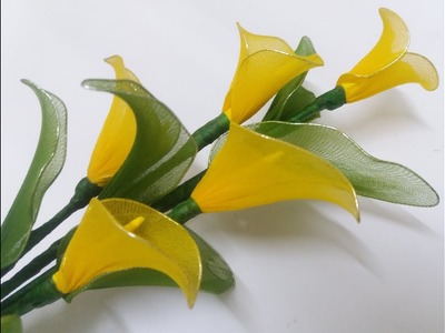 Nylon stocking calla lily.calla lily tutorial nylon.yellow calla lily flower by stockings