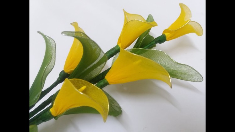 Nylon stocking calla lily.calla lily tutorial nylon.yellow calla lily flower by stockings