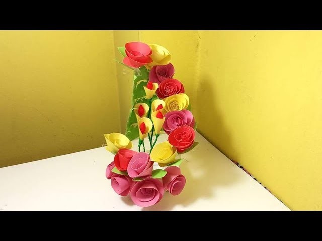 Paper Decoration with Plastic Bottle | Flower Vase Paper with Bottle | DIY Project