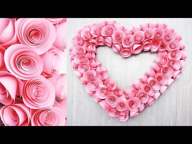 Wall Decoration Ideas. Heart Design Valentine's Day Room Decor Ideas. Paper Flower Wall Hanging 9