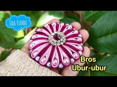 164) DIY || Cara Membuat Bros Simple || bros ubur ubur dari pita satin || mutiara | jellyfish brooch