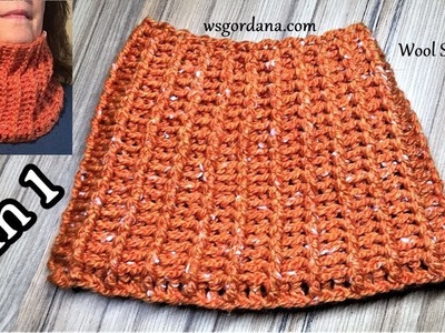 DIY Crochet Messy Bun Hat and Scarf (2 in 1) - (kapa i šal)