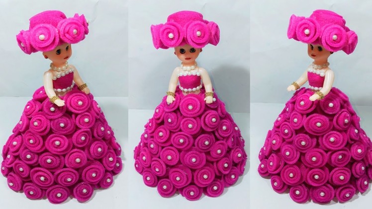 DIY DOLL DECORATION FROM FOAM SHEET.gudia sajane ka tarika.how to decorate birdal doll