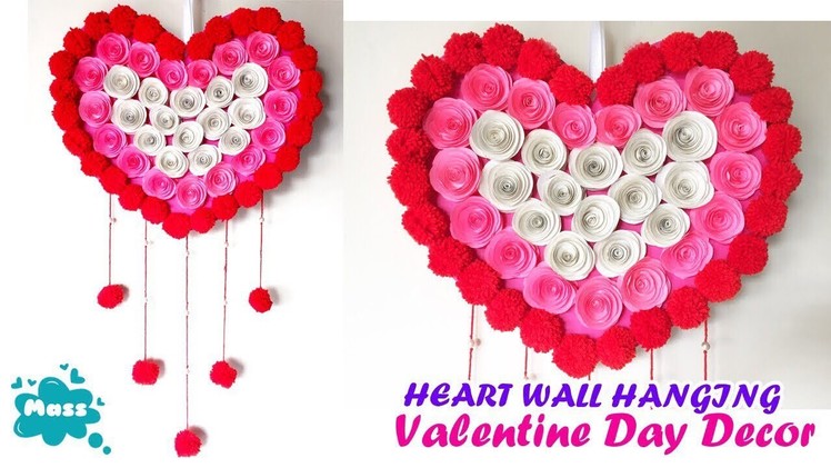 DIY Heart Wall Hanging | Valentine wall decor ideas | paper and woolen wall hanging craft