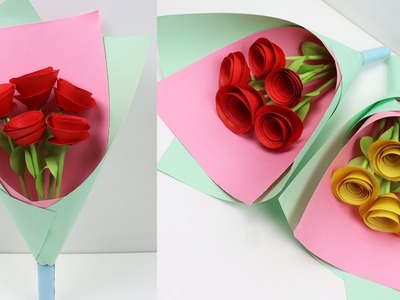DIY HOW TO MAKE PAPER ROSE FLOWER BOUQUET - STEP BY STEP BOUQUETS MAKING TUTORIAL WITH ROSES FLOWERS