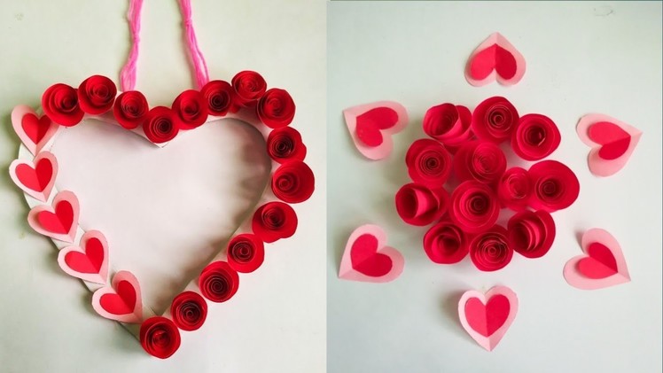 Diy paper flower wall hanging.Simple and beautiful wall hanging. Heart wall hanging. KovaiCraft