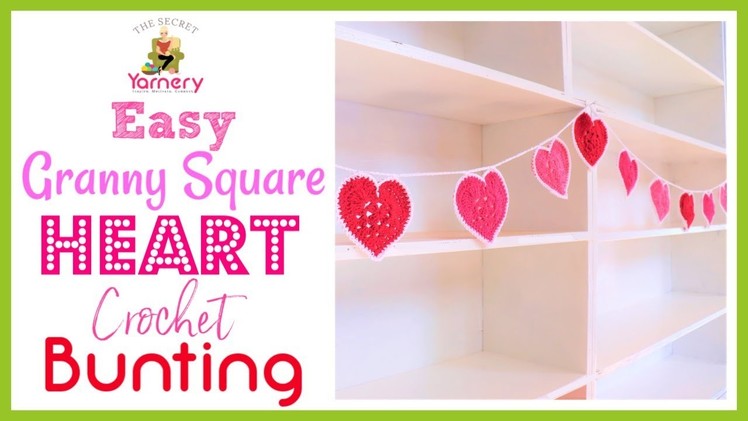 Granny Square Heart Crochet Bunting - DIY Valentines. Baby Nursery Yarn Project
