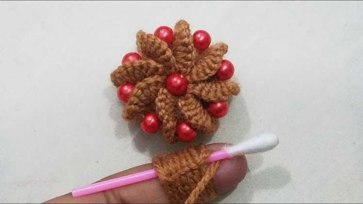 Hand Embroidery:Amazing Creative #Sewing Hack Trick Making Brazillian Flower With Earbud And Finger
