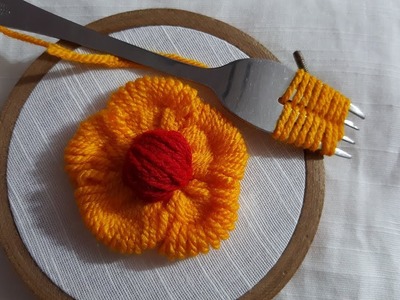 Hand Embroidery Amazing Trick Design Hand Wool Flower #12