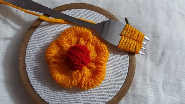 Hand Embroidery Amazing Trick Design Hand Wool Flower #12