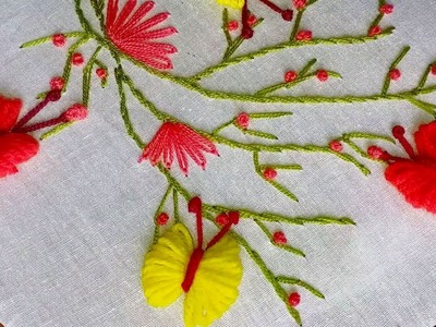 Hand Embroidery Amazing Trick |  Butterfly Embroidery Trick