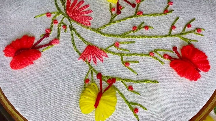 Hand Embroidery Amazing Trick |  Butterfly Embroidery Trick