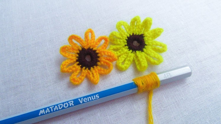 Hand Embroidery Amazing Trick, Easy Flower Embroidery Trick, Sunflower Embroidery